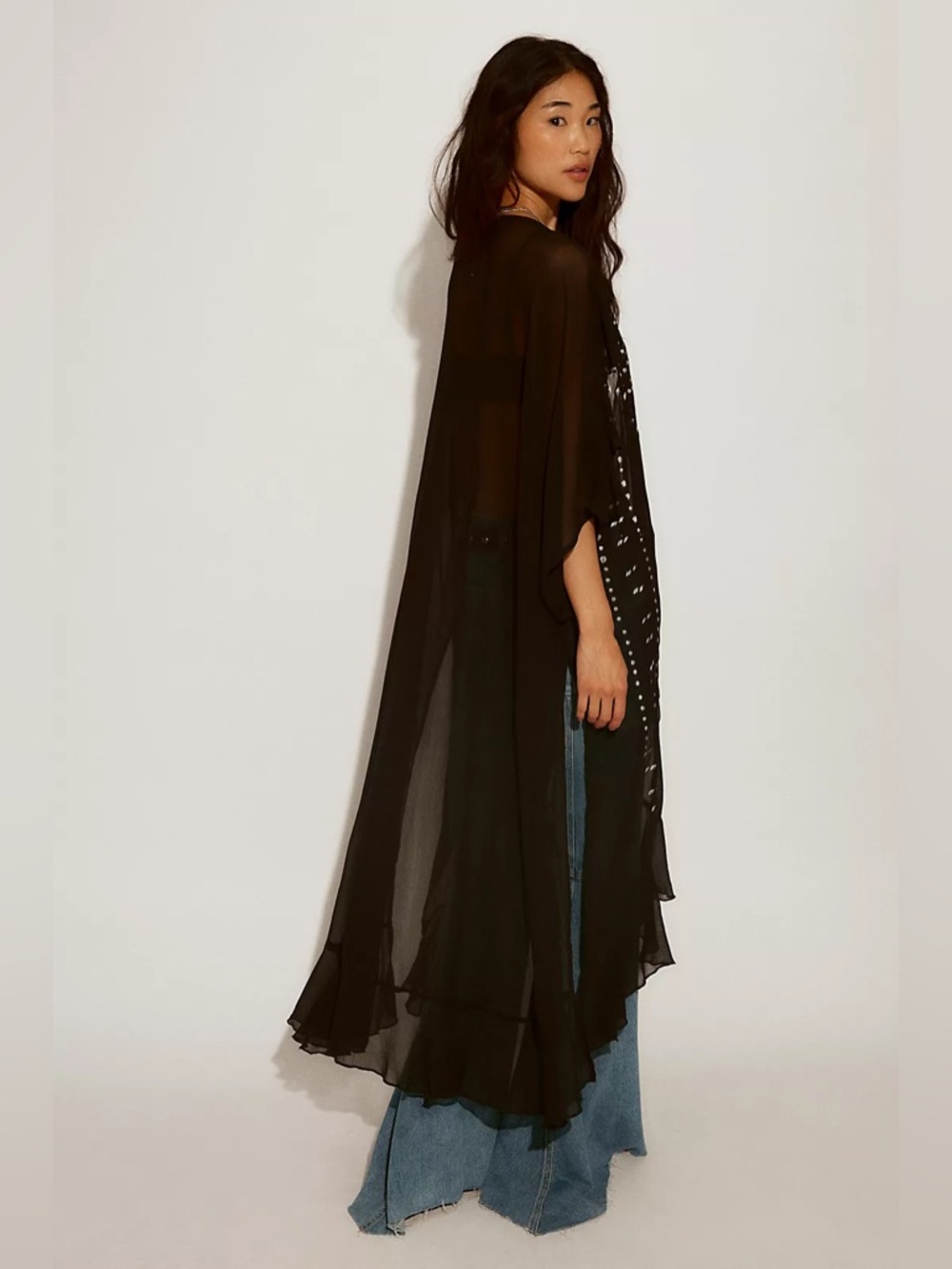 1281. FREE PEOPLE So Billie Studded Duster in Black One Size NWOT $148 - Picture 3 of 6